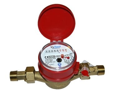 Single-jet Hot Water Meter 3/4" BSP :: Nuts, Tails, washers included