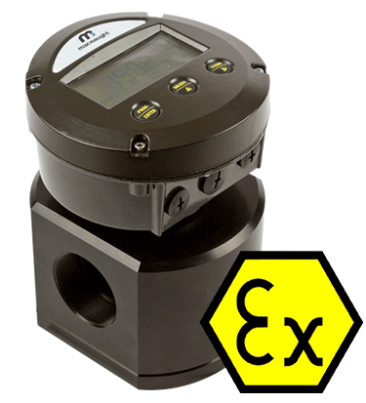 Medidor De Flujo De Solvente MX06S-Ex :: 1/4 "Puertos, 0.5 - 100L / Hr, 69bar (1000psi)