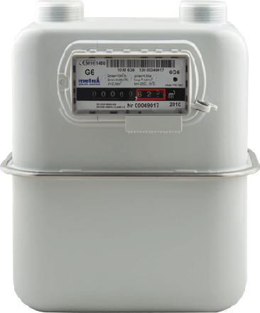 Metrix Diaphragm Pulsed Gas Meter BSP Unions (Size: 1, Qmin 0.06 m3/h Qmax 10 m3/h