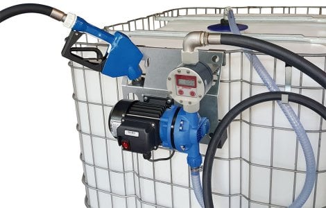 AdBlue™ IBC supply kit ::  230vAC Diaphragm Pump, Digital Flow Meter and Automatic Nozzle