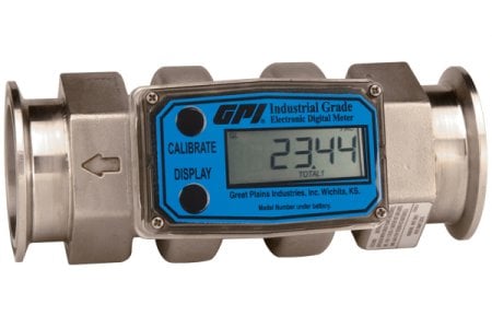 Inline Digital Turbine Flow Meter - 1/2" Triclove 3/4" Hygienic Fittings