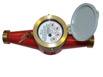 DN15 Multi-Jet Water Meter (Hot) Dry Dial 1/2" BSP :: Nuts, Tails, washers  included